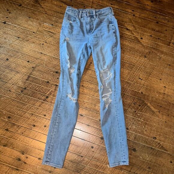 American Eagle destroyed distressed super high-rise 00 short jeggings - Picture 1 of 3